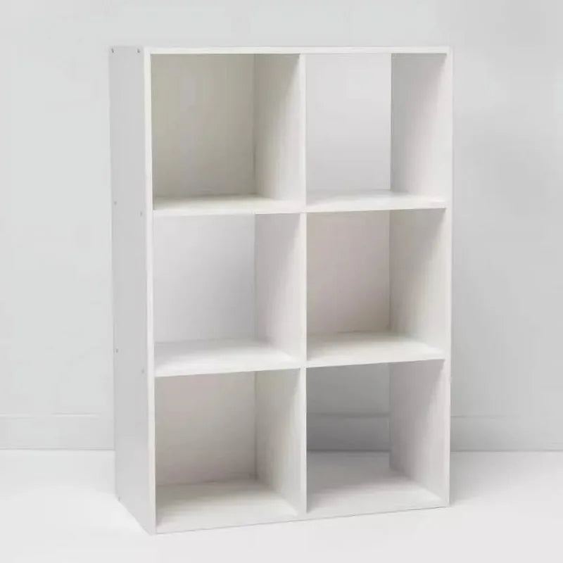 11 Inch 6 Cube Organizer Shelf Bookcase White Wood Storage