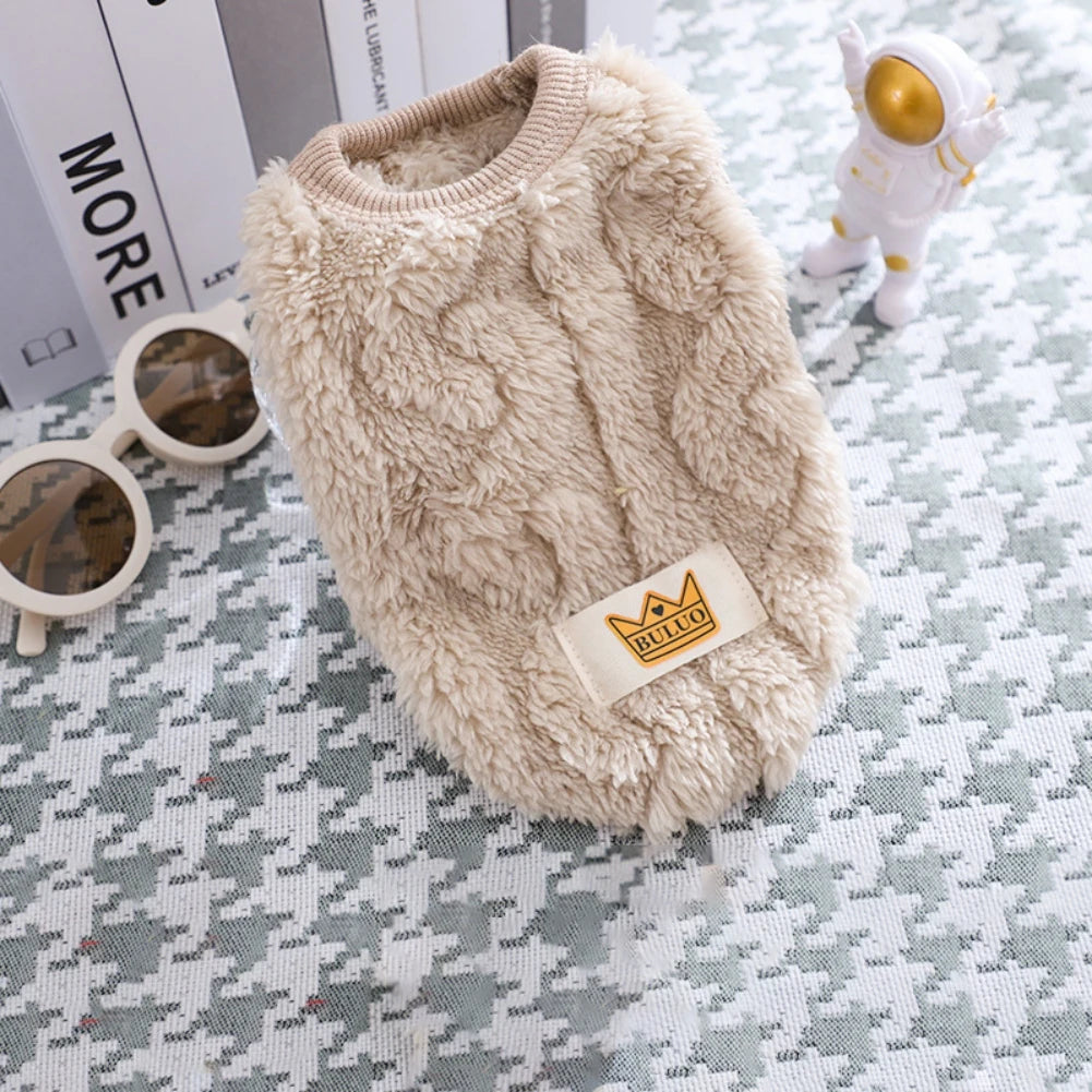 Solid Cute Wavy Double Sided Puppy Kitten Warm Coat Sweater for Small Dogs Cats