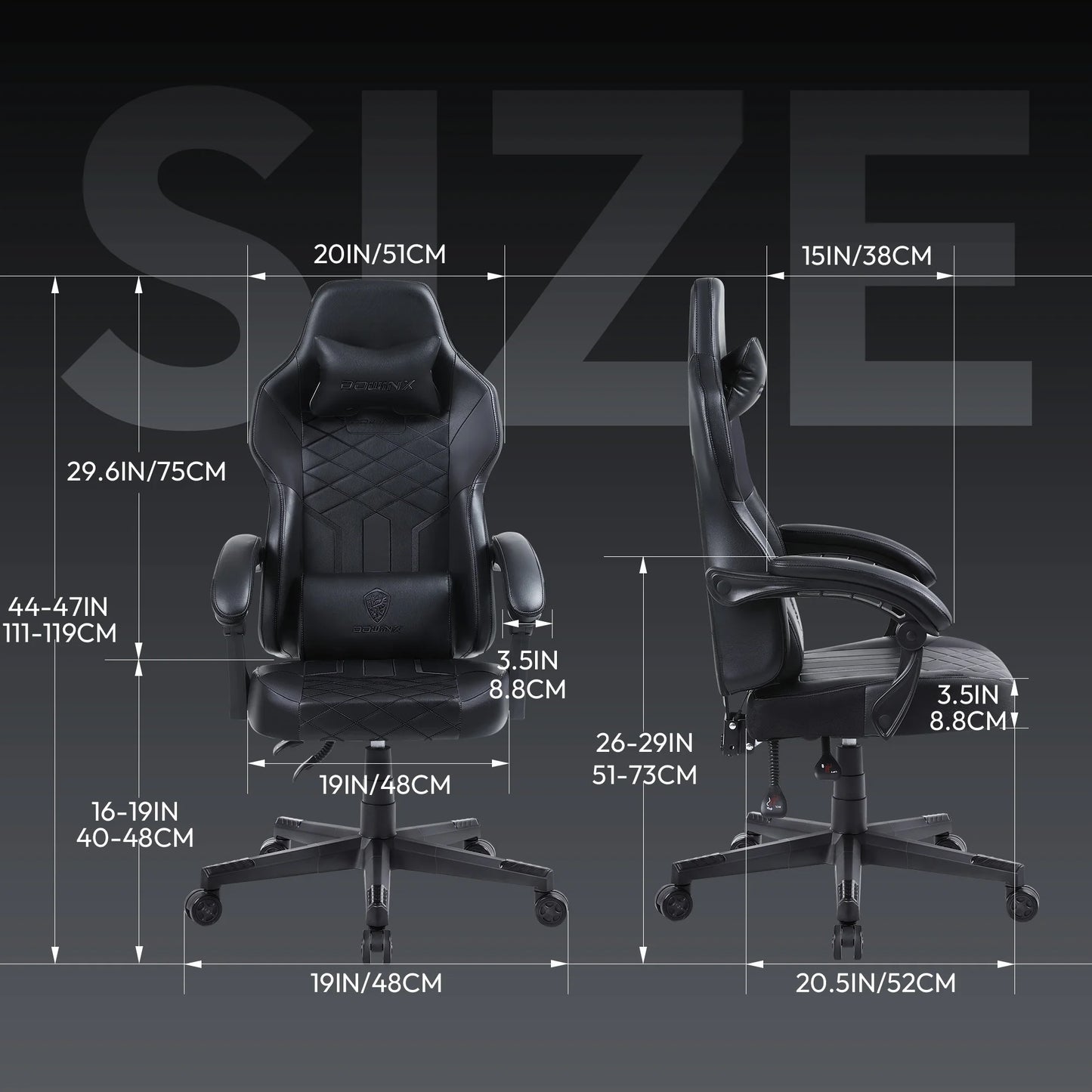 Dowinx Gaming Chair With Pocket Spring Cushion High Back PU Leather 350LBS