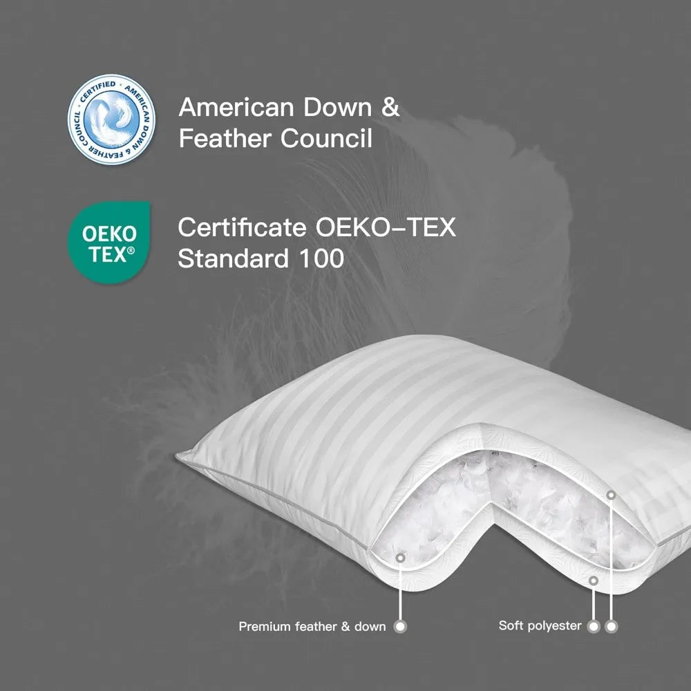 White Queen Size Bed Pillows Set Of 2 100TC Machine Washable