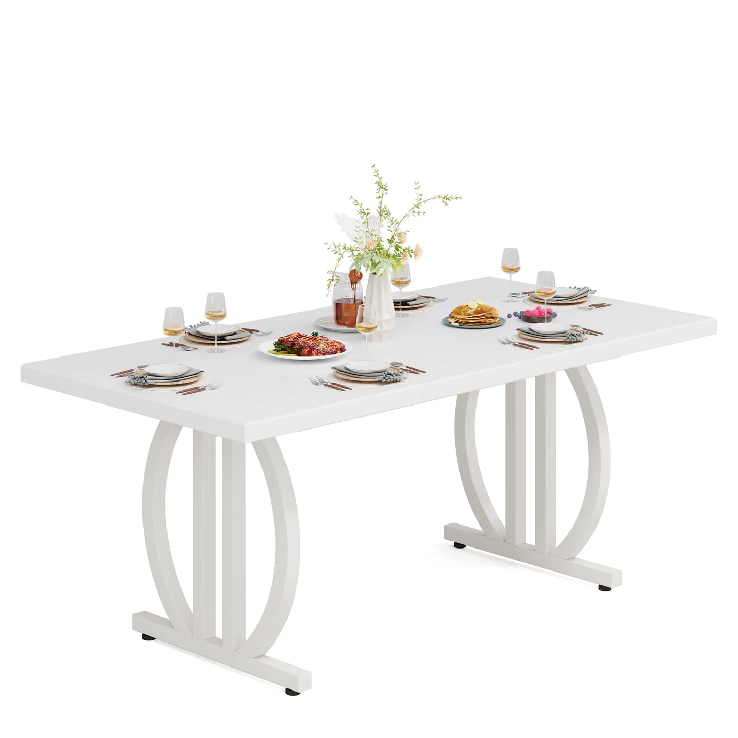 Tribesigns 63 Inch Dining Table for 4-6 with Metal Frame