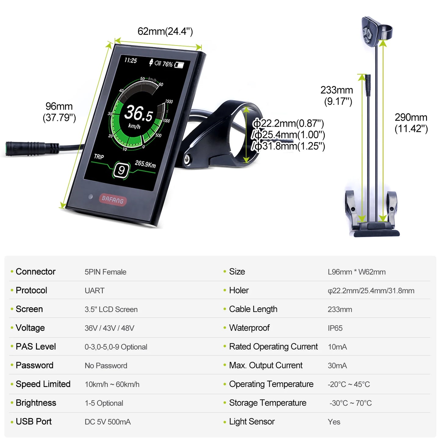 BAFANG UART CAN Display DPC18 DZ40 DM03 EKD01 Bluetooth