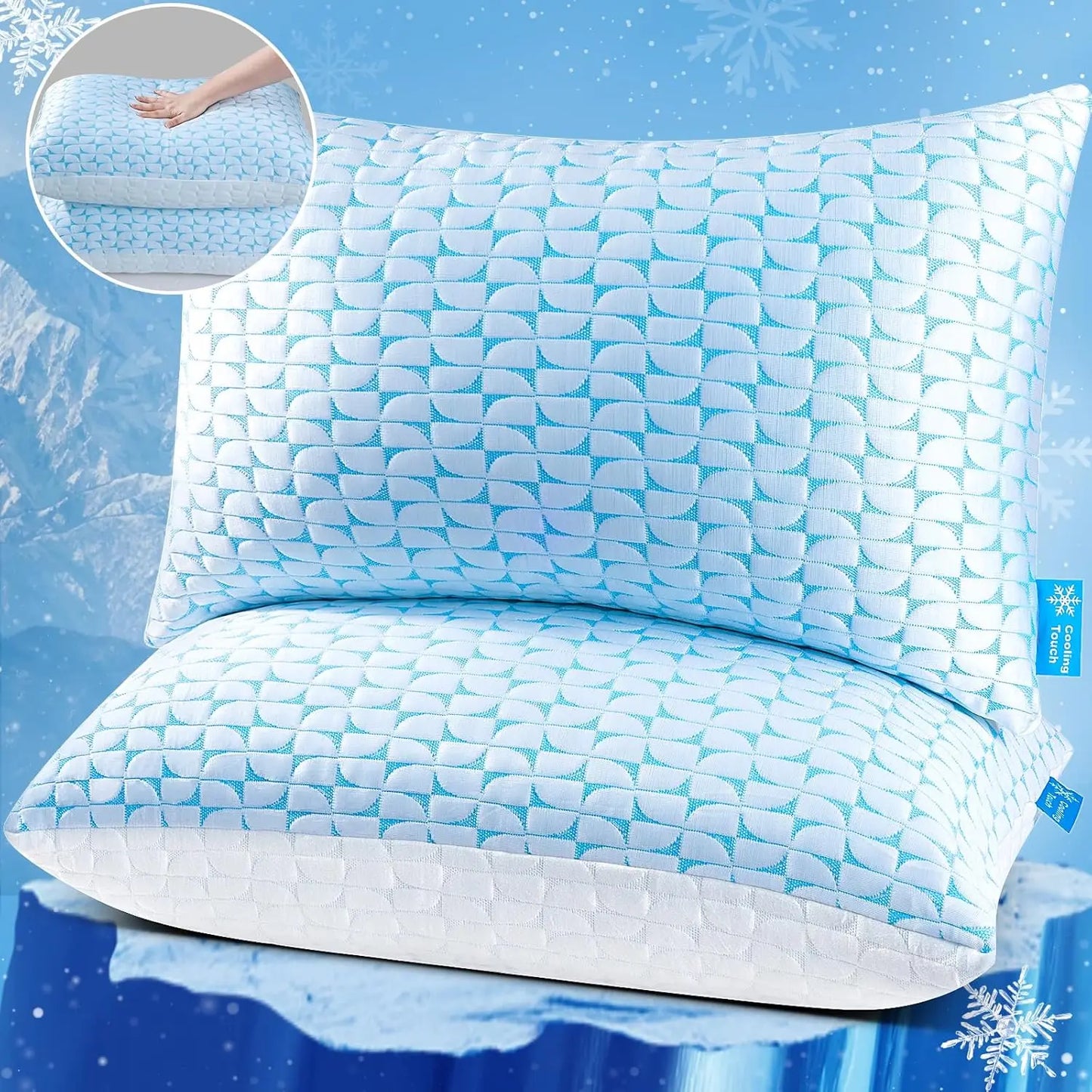 Shredded Memory Foam Pillows Queen King Size Set of 2 Firm Adjustable Cooling Pillow for Side Sleepers Supportive Fluffy Pillow