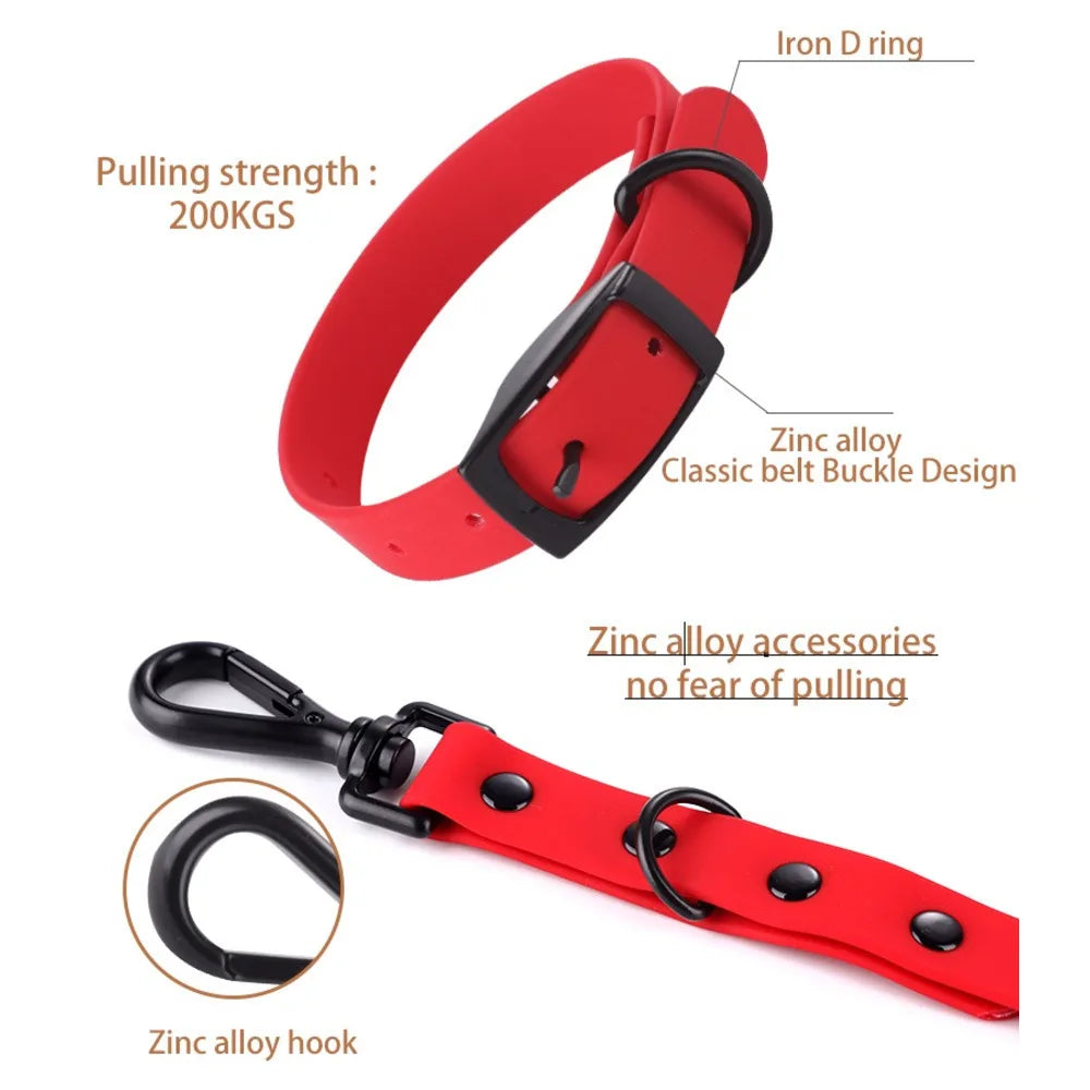 Silicone Pet Collar Leash Adjustable Small Large Dogs