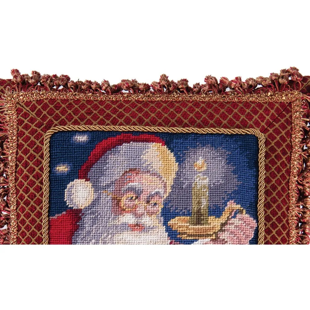 C and F Home Santa's List Needlepoint Christmas Pillow 16 Inch x 16 Inch Blue