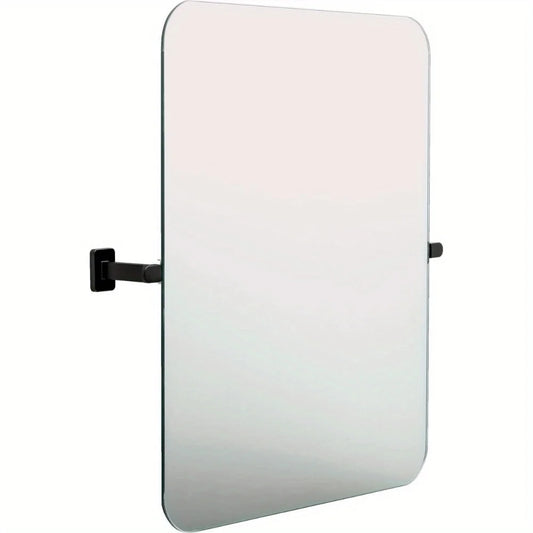 Matte Black Rounded Square Bathroom Vanity Tilt Mirror