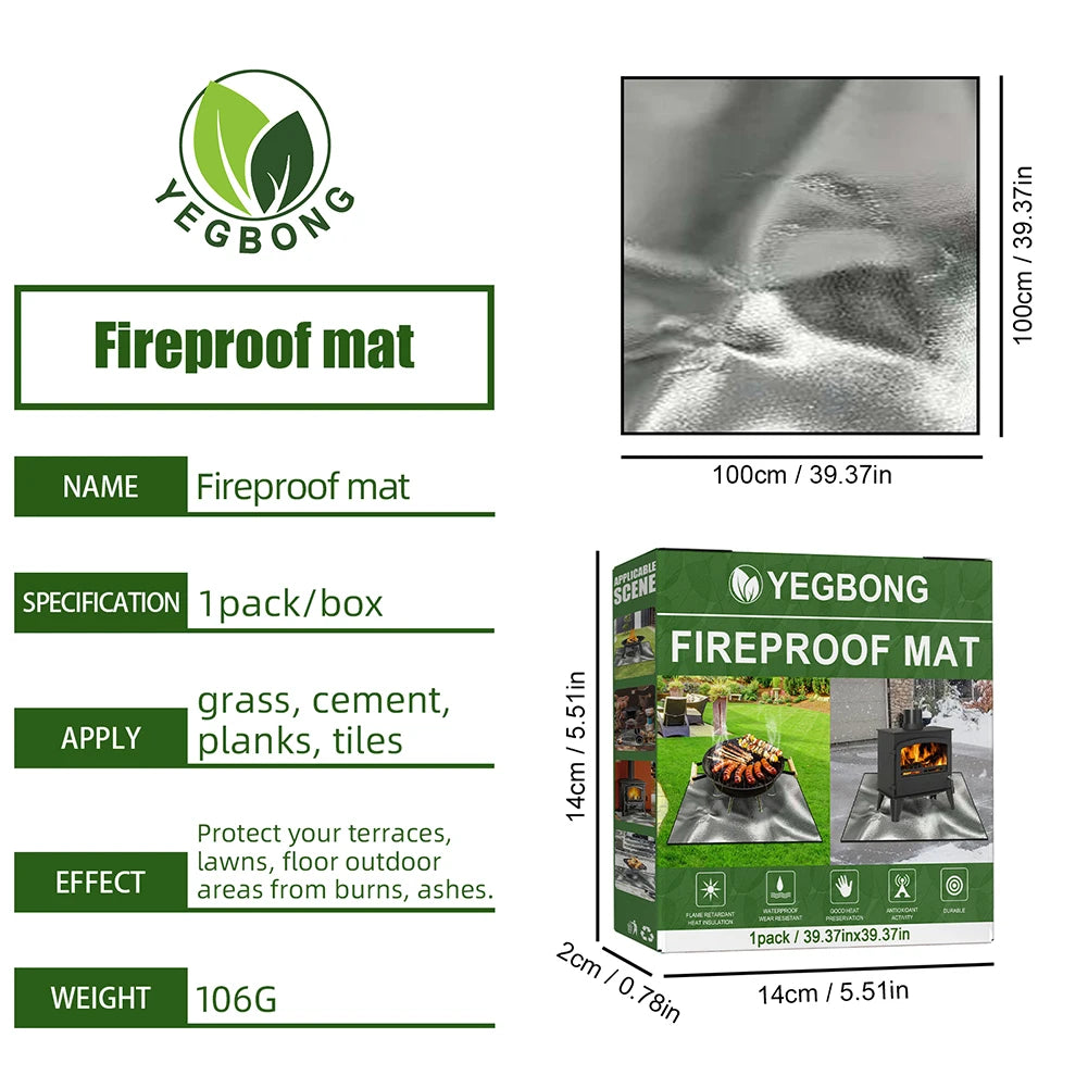 100cm Square Griddle BBQ Mat 3 Layer Fire Retardant Outdoor
