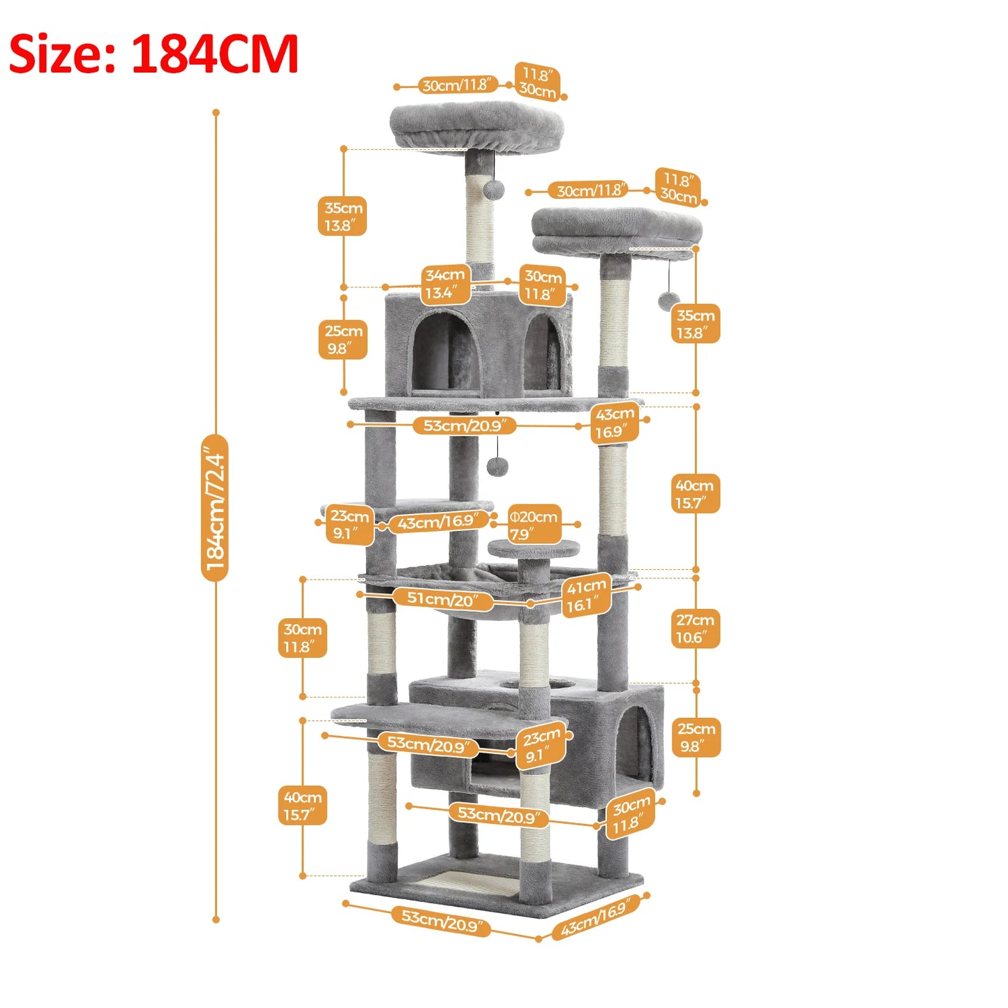Large Cat Tree Tower Indoor Cats With Sisal Posts Hammock