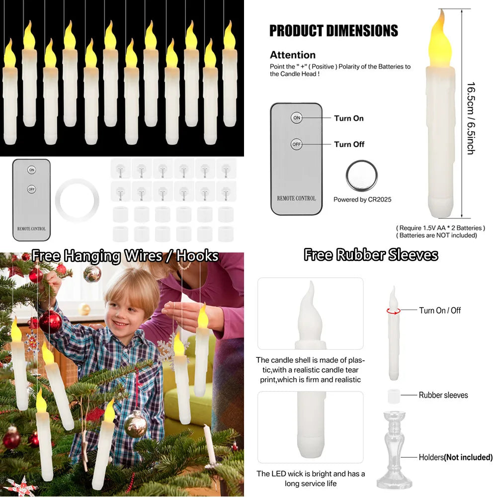 Floating LED Candles With Wand Remote Flameless Decor