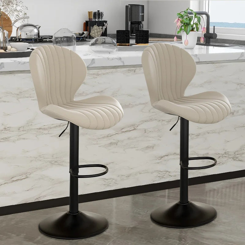 2 Pack Bar Chairs 360 Rotating Leather Backrest Dining Room