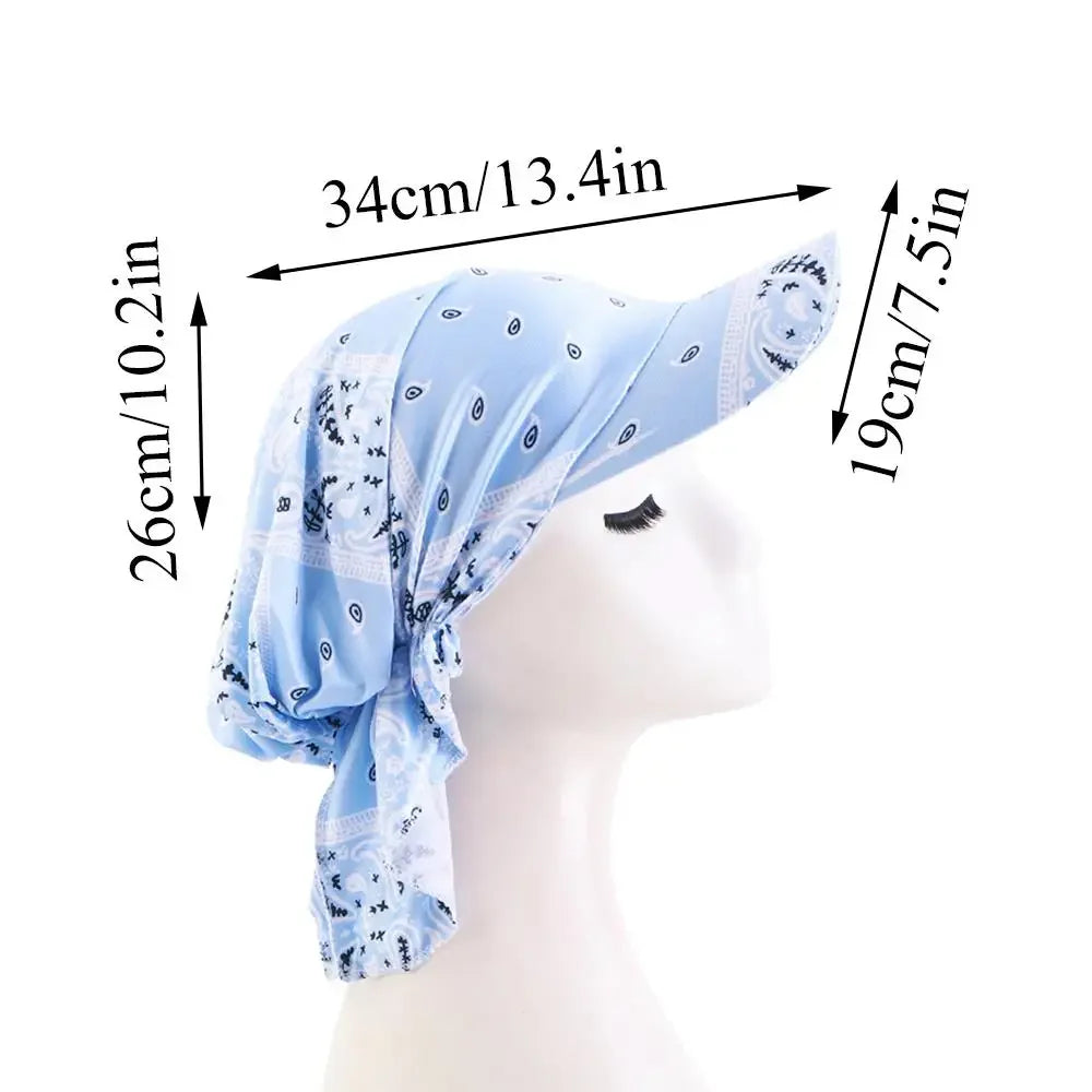 Unisex UV Protection Paisley Print Sun Shade Hat With Wide Brim Turban Visor
