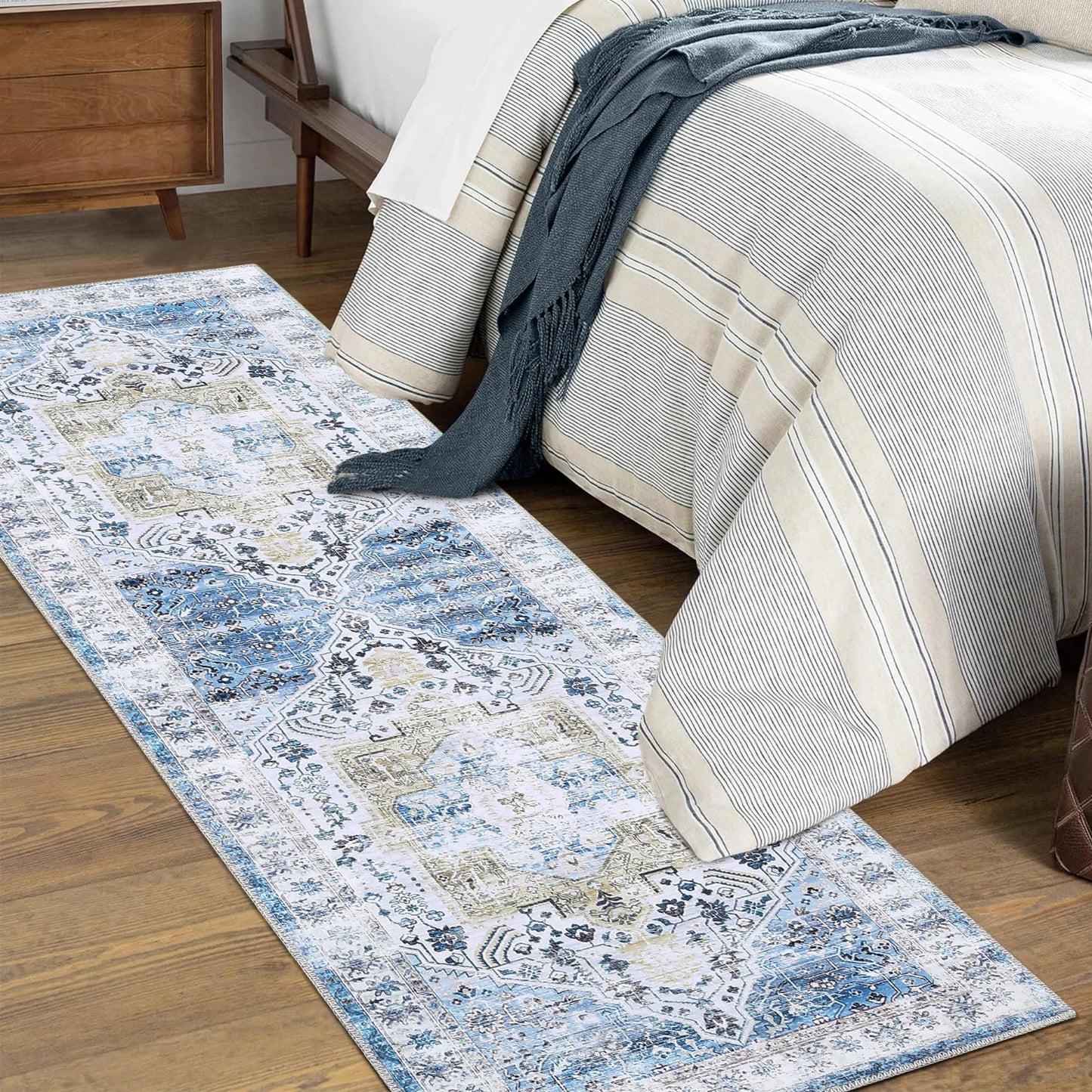 Large Area Rug 10x13 Vintage Carpet Washable Indoor Carpet Easy Cleaning Stain Resistant Non-Slip Living Room Rug
