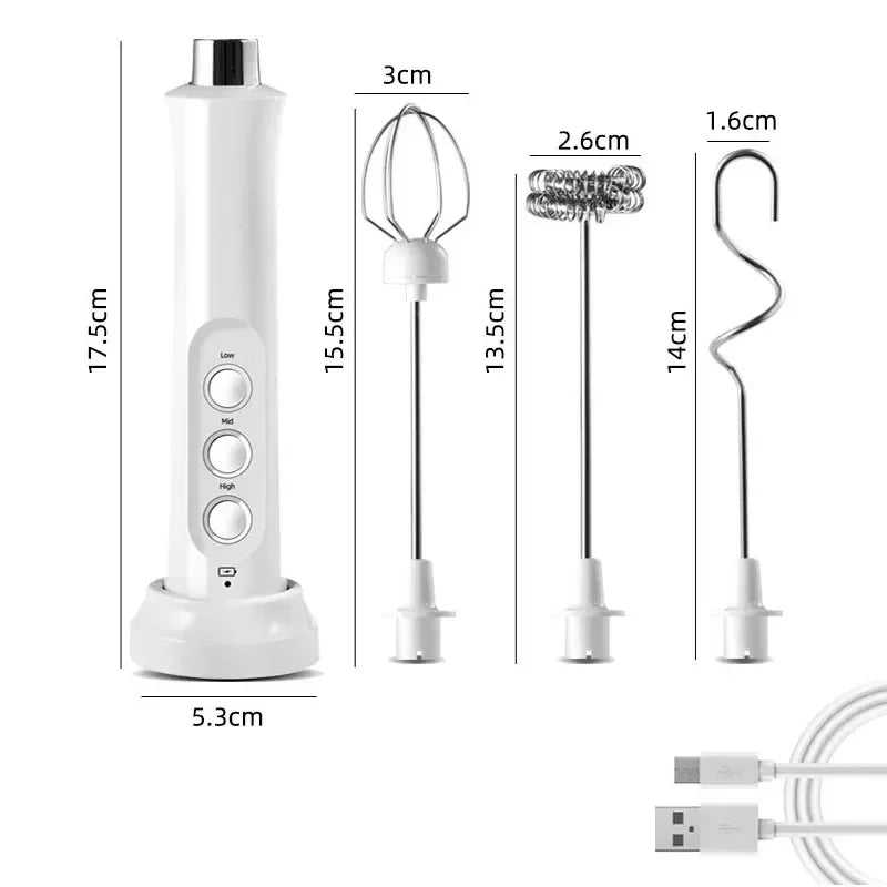 3 In 1 Wireless Handheld Electric Milk Foam Machine Mini Frother Maker Cappuccino Coffee Whisk Mixer Foamer