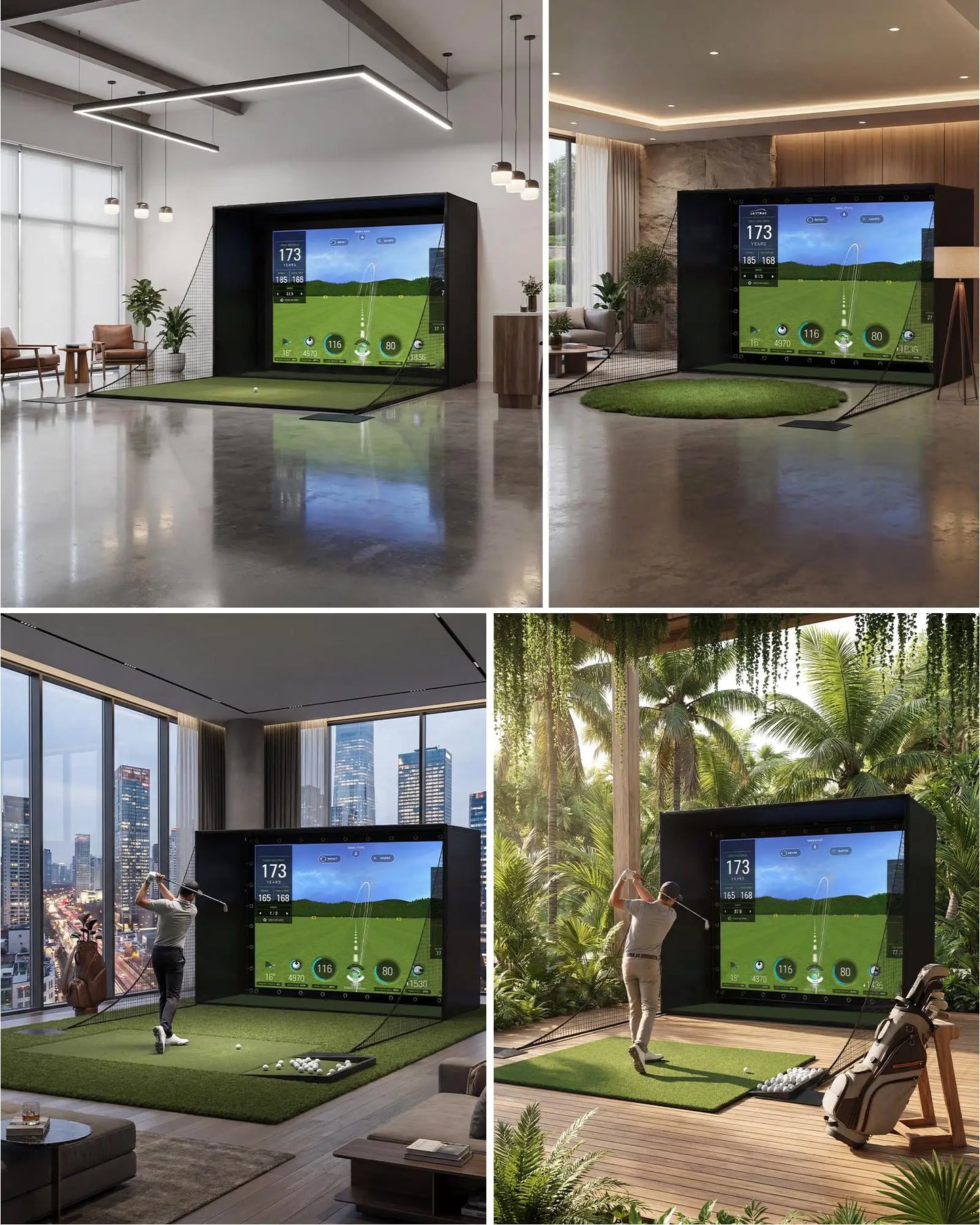 12x8 Indoor Golf Simulator Enclosure With HD Impact Screen And Durable Frame