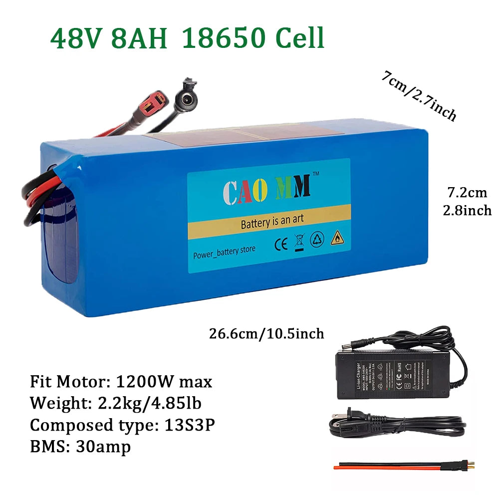 48V Ebike Battery 8Ah 10Ah 14Ah 20Ah 30Ah for 200 to 2000W