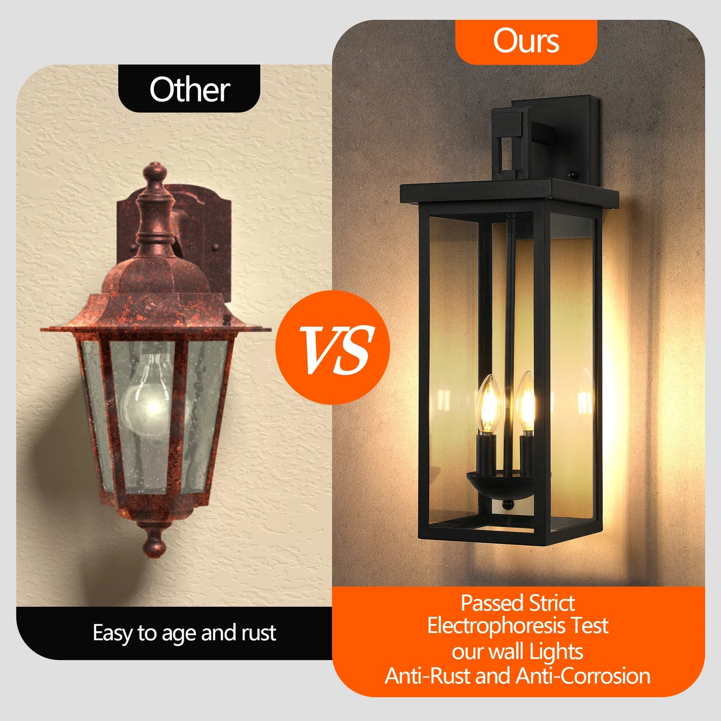 22 Inch Outdoor Wall Lantern Dusk to Dawn Matte Black