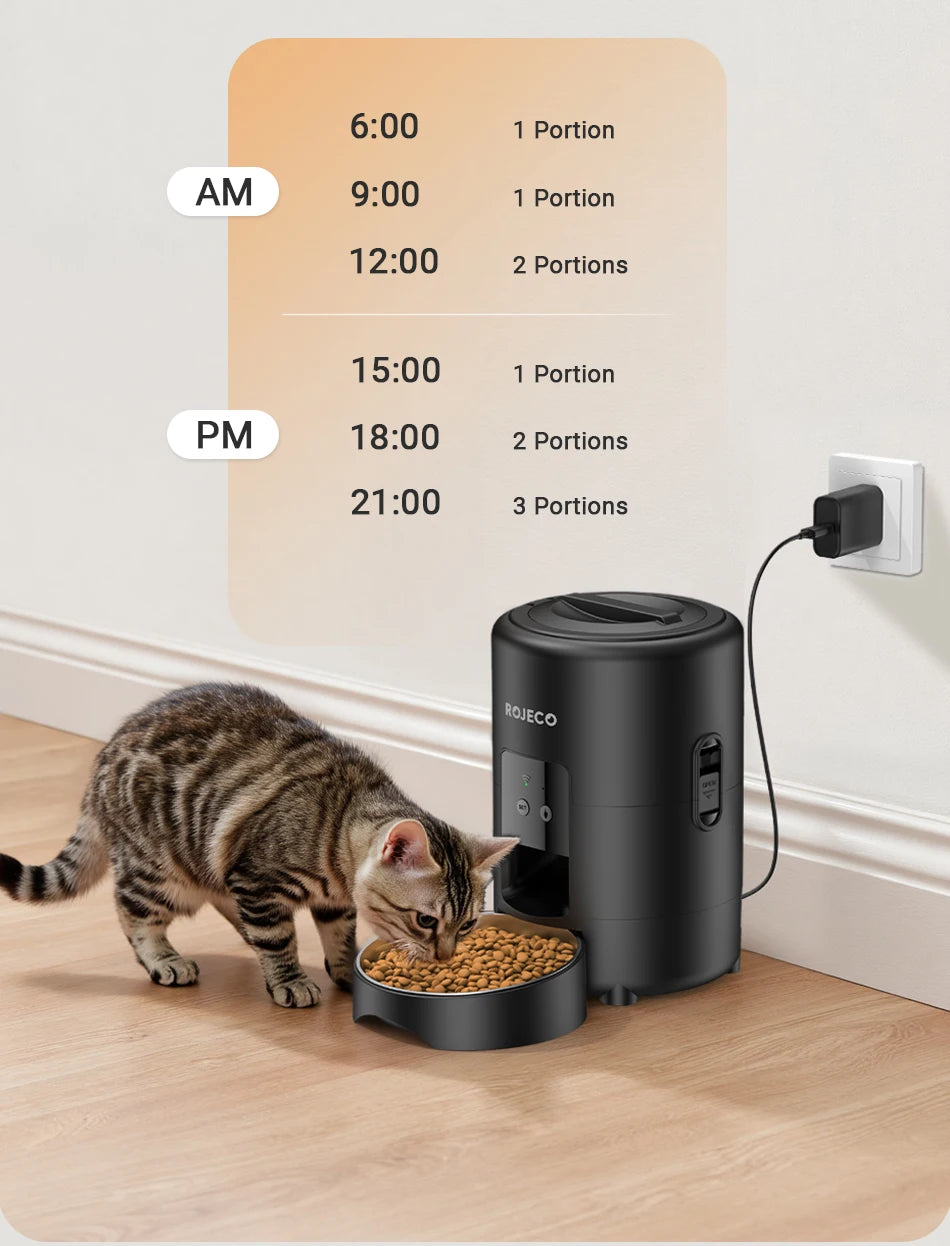 ROJECO 2L Smart Cat Feeder With WiFi App Remote Control