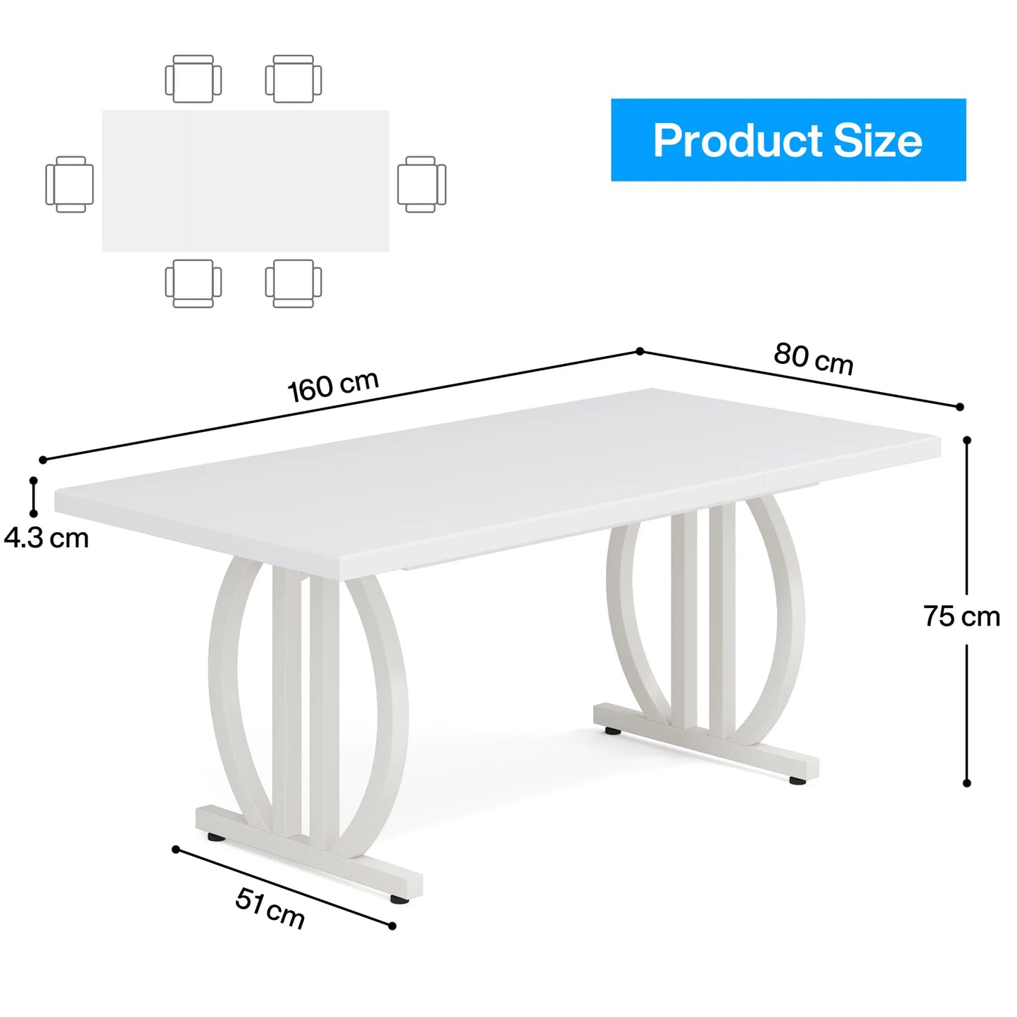 Tribesigns 63 Inch Dining Table For 4 To 6 With Heavy Duty Metal Frame