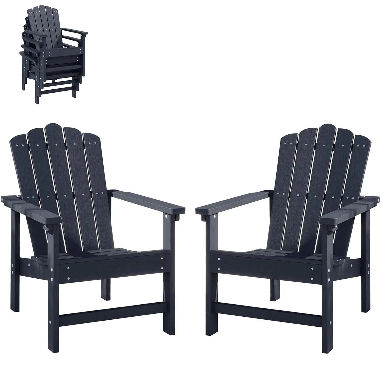 Stackable Adirondack Chairs Set of 2 Weather Resistant Outdoor Patio Poly Lumber