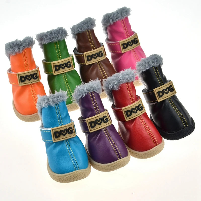 4 Pcs Set Keep Warm Snow Shoes for Small Dogs Non Slip Boots Winter