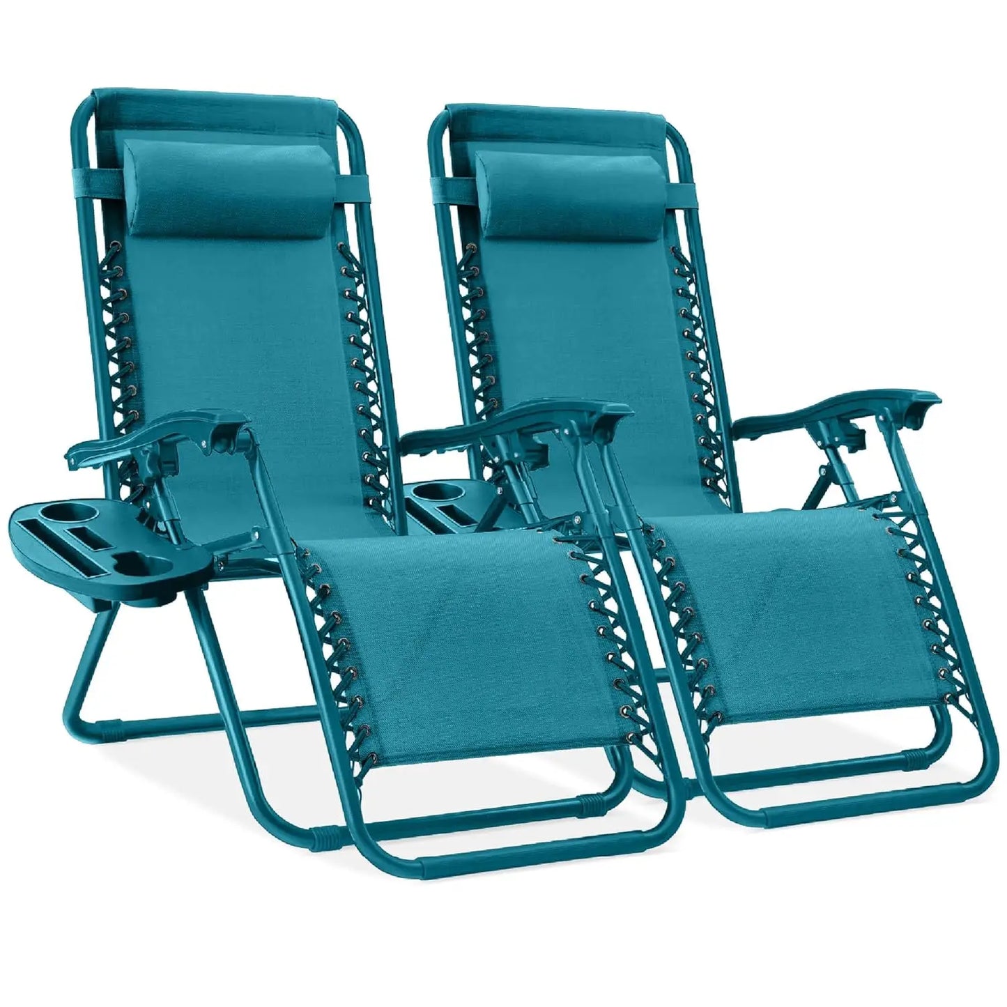 Set Of 2 Adjustable Zero Gravity Lounge Chairs Sage Green