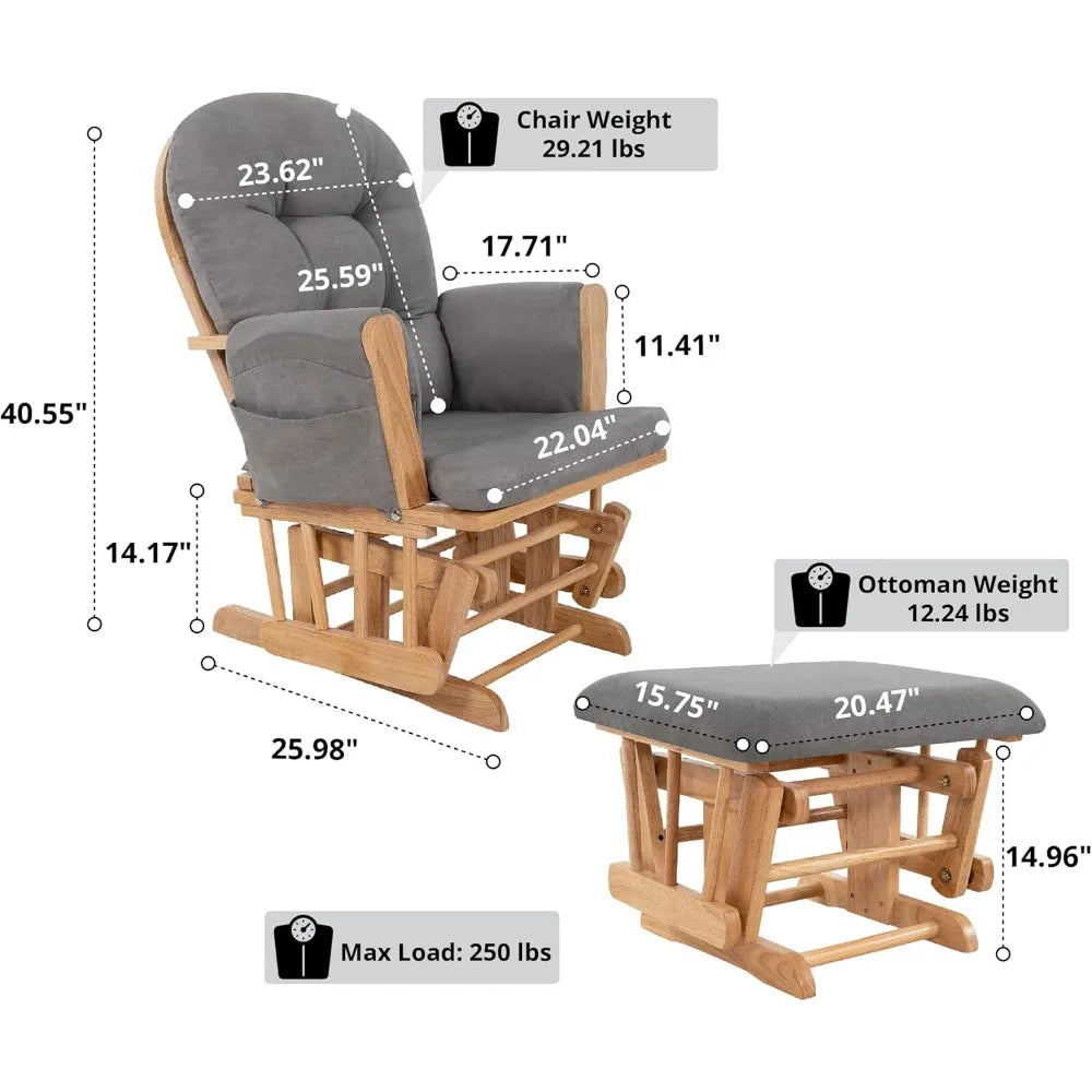 Brisbane Nursery Glider Ottoman Set With Recliner Rocking Chair