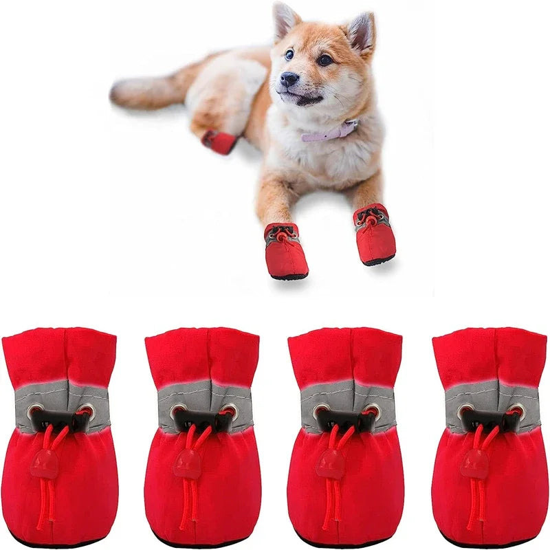 4Pcs Dog Rain Snow Boots Waterproof Anti Slip Thick Warm for Small Pets
