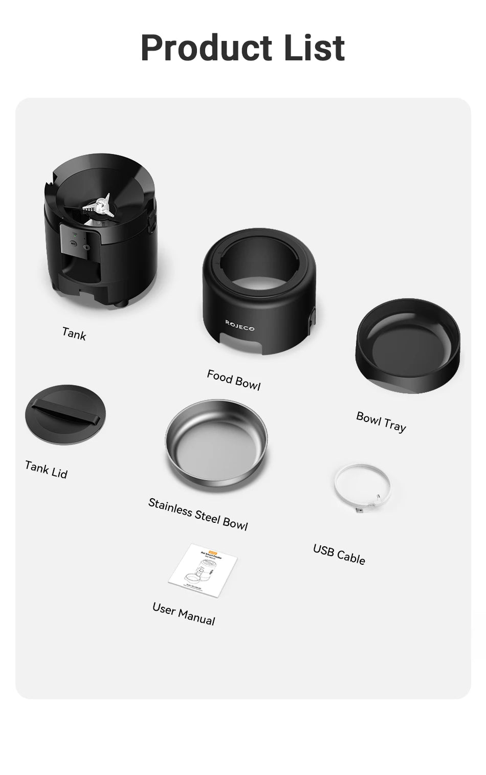 ROJECO 2L Smart Cat Feeder With WiFi App Remote Control