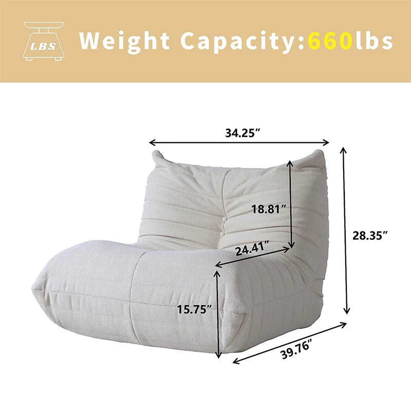 Velvet Teddy Bean Bag Sofa Floor Lounge Chair Foam Filled