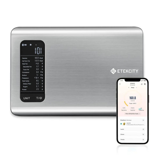 Smart Food Kitchen Scale with Nutritional Calculator and Free App for 19 Nutrient Tracking in Calorie and Macro Measurements