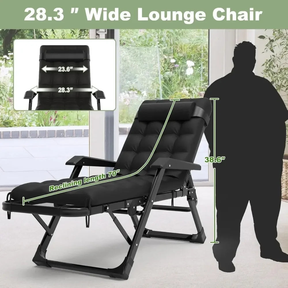 3 In 1 Oversized Folding Camping Cot 29 Inch Adjustable XL Patio Chaise Lounge Chair Sleeping Cots for Adults