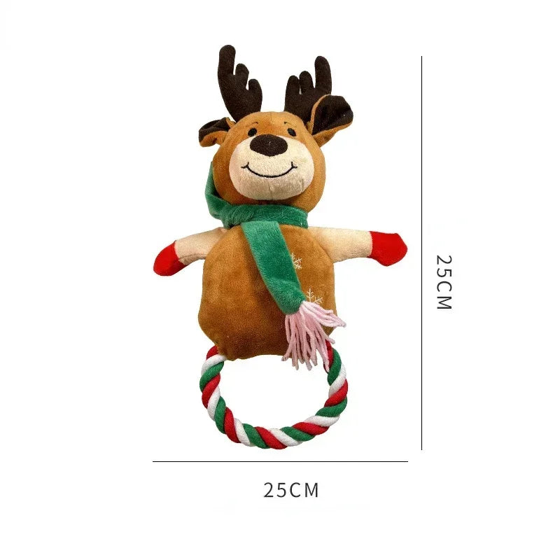 Pet Christmas Plush Dog Toys Santa Claus Snowman Interactive