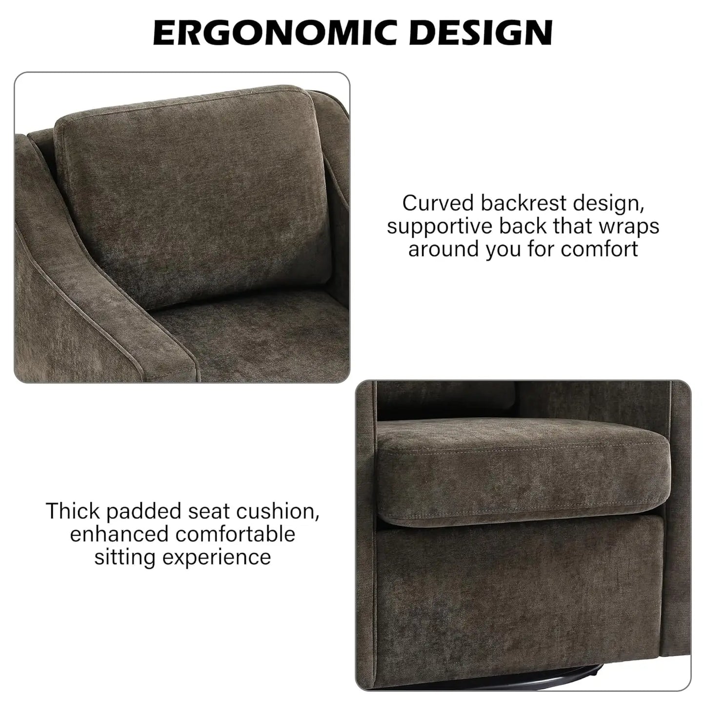 Two Seat Round Barrel Arm Chair Textile With Metal Frame And Adjustable Height