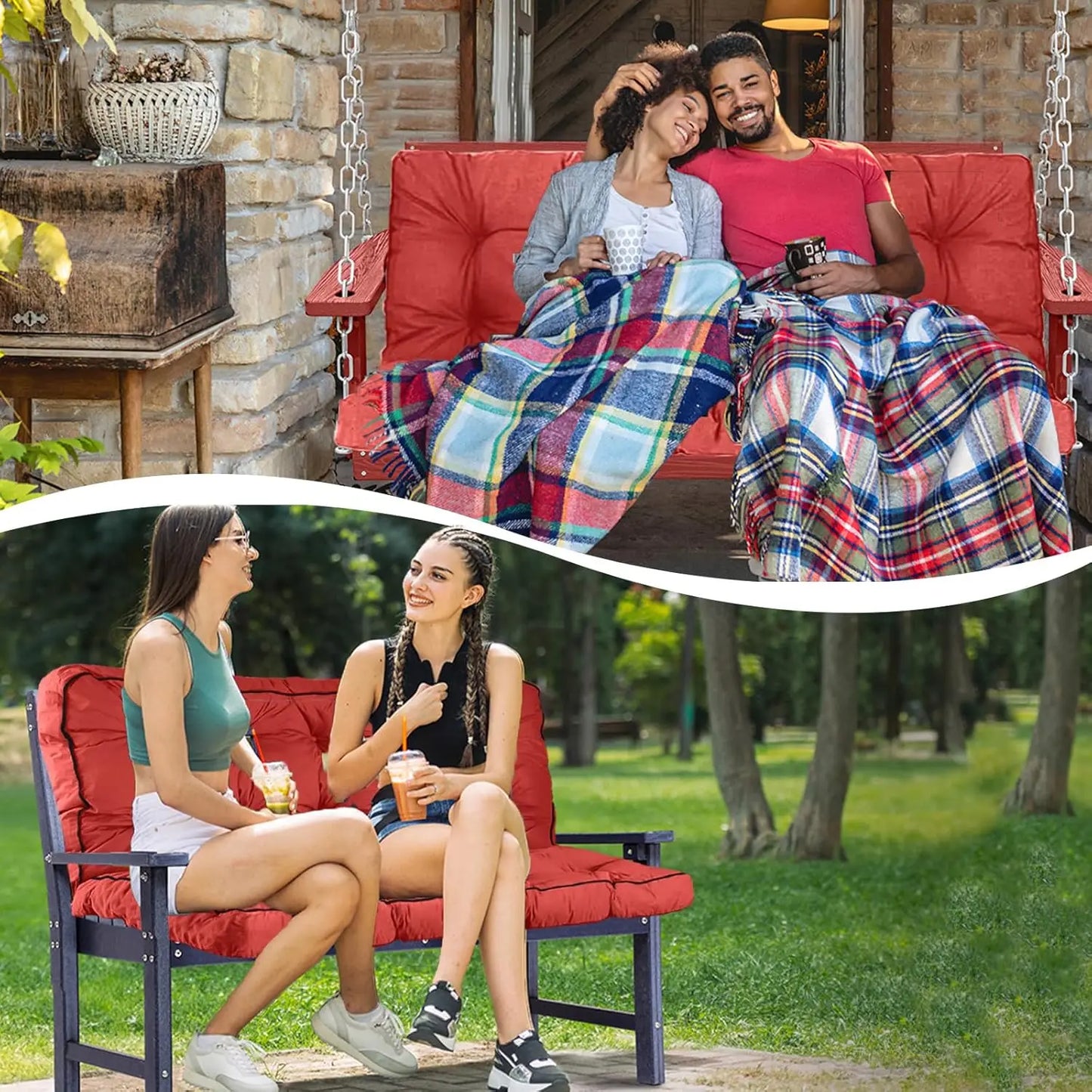Waterproof Outdoor Swing Cushion Replacement 70 Inch Bench Seat Pad