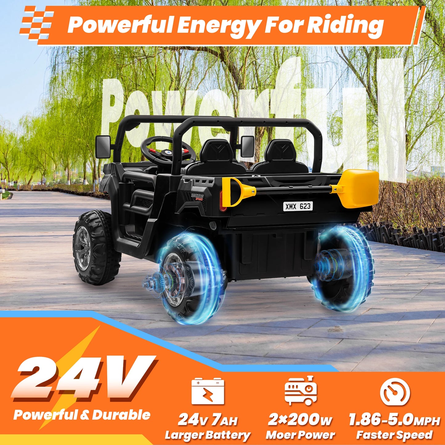 24V Ride On Dump Truck 2 Seater Kids UTV Electric Car Remote