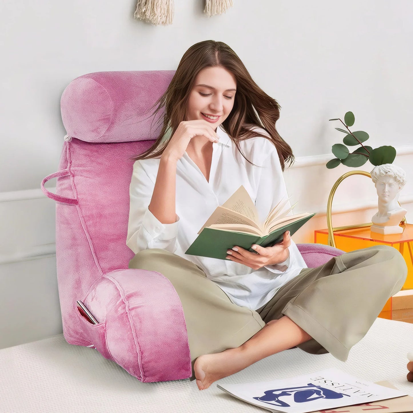 Headboard Pillow Triangle Cushion Large Bolster Backrest Support Wedge Sleeping Pillow for Bed