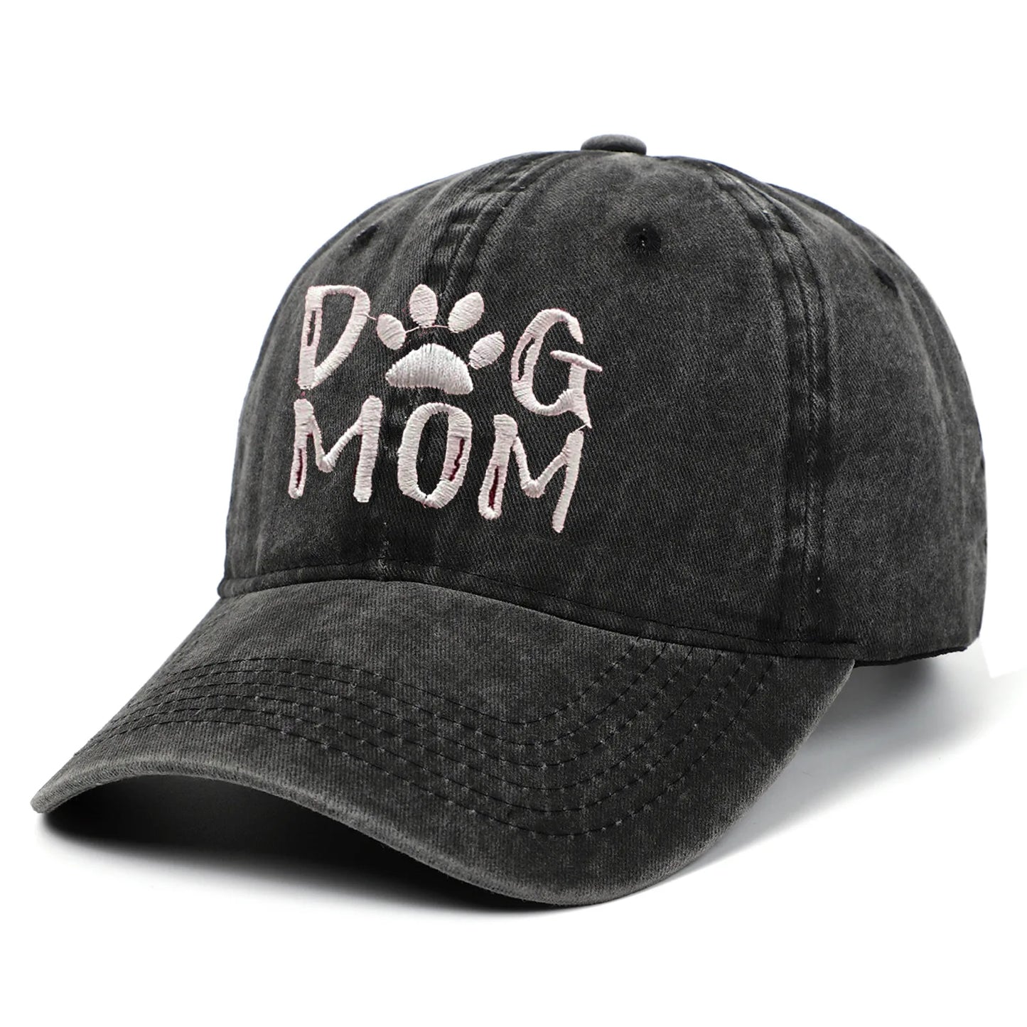 Embroidery Dog Mom Hat Cotton Washed Baseball Cap Unisex Outdoor Snapback Y2K