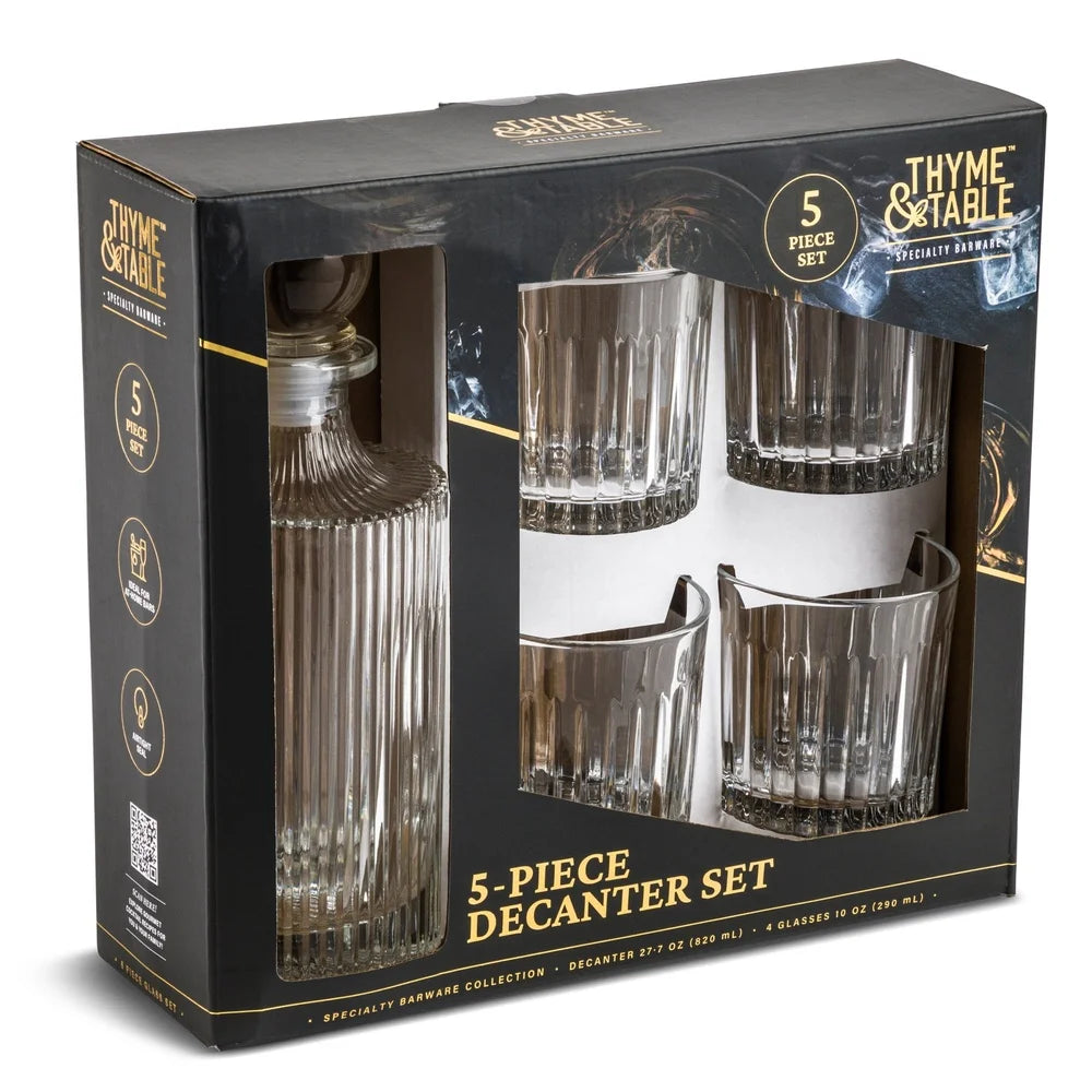 27 Oz Whiskey Decanter Set With 4 Glasses Airtight Seal