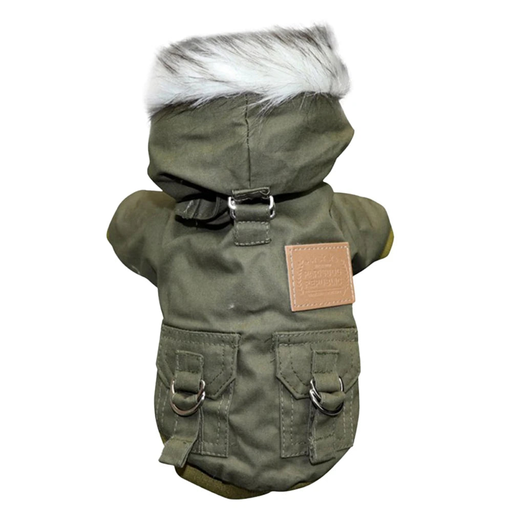 Dog Jacket With Harness Winter Coat Heavy Warm Hoodie Vest Windproof Outdoor