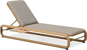 Outdoor Adjustable Chaise Lounge Chair With Cushion Aluminum Poolside Teak