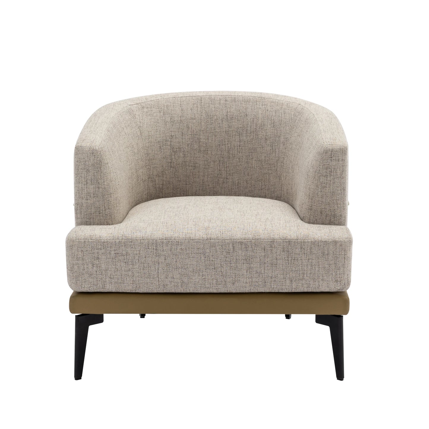 Two Tone Barrel Chair Mustard Green Linen and PU Leather