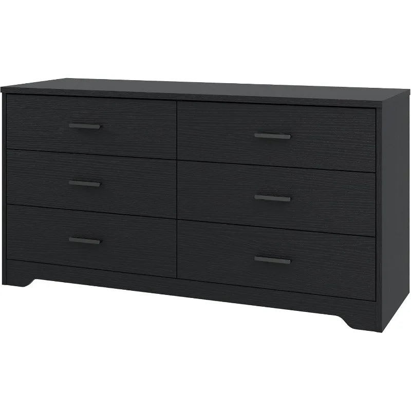 Wooden Five to Six Drawer Dresser Wide Modern Chest of Drawers With Storage