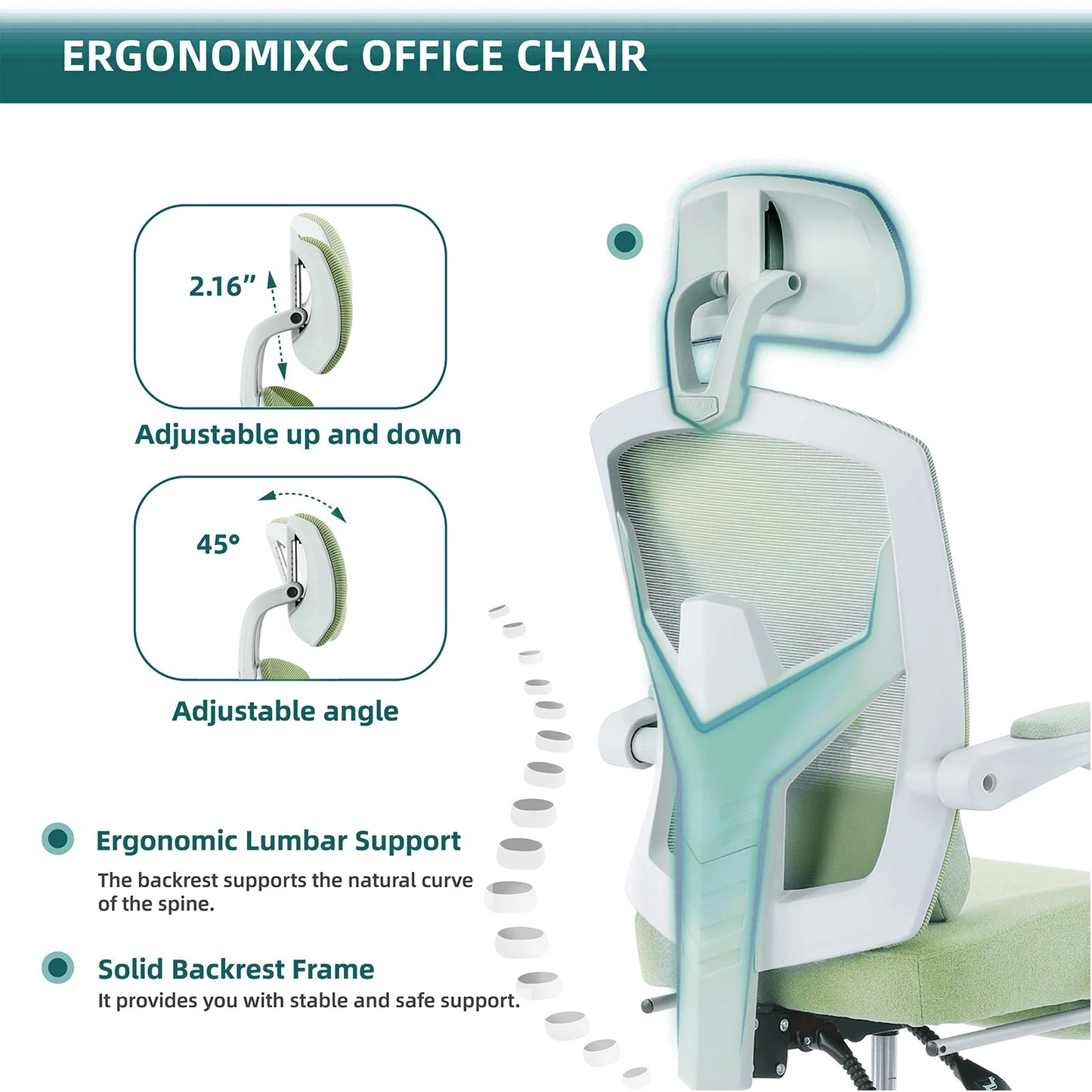 JHK Ergonomic Reclining High Back Mesh Office Chair With Lumbar Support Pillow