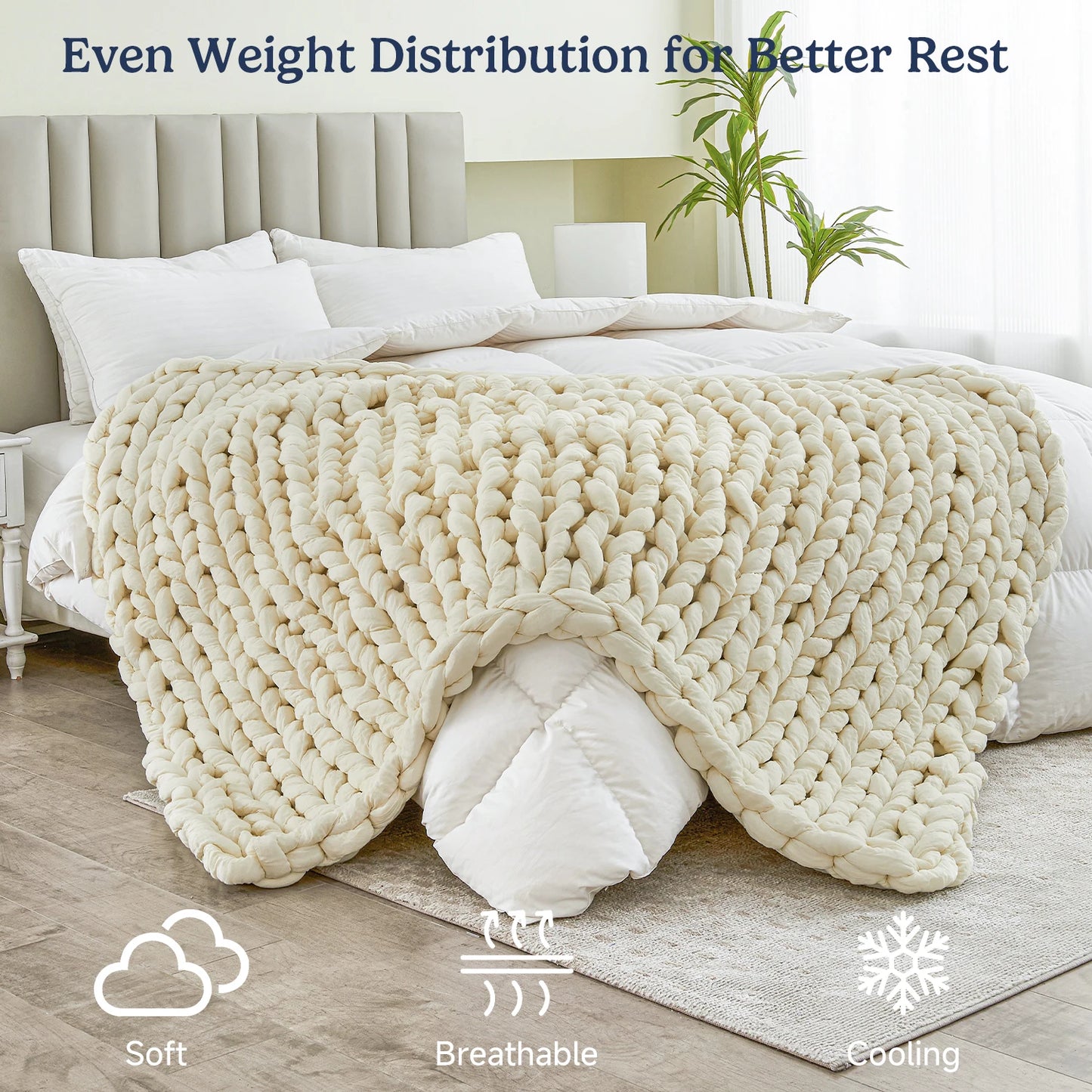 Simple Opulence Handmade Chunky Knit Weighted Blanket for Adults Cooling Heavy Cable Knitted Throw Blanket Home Decor for Sofa