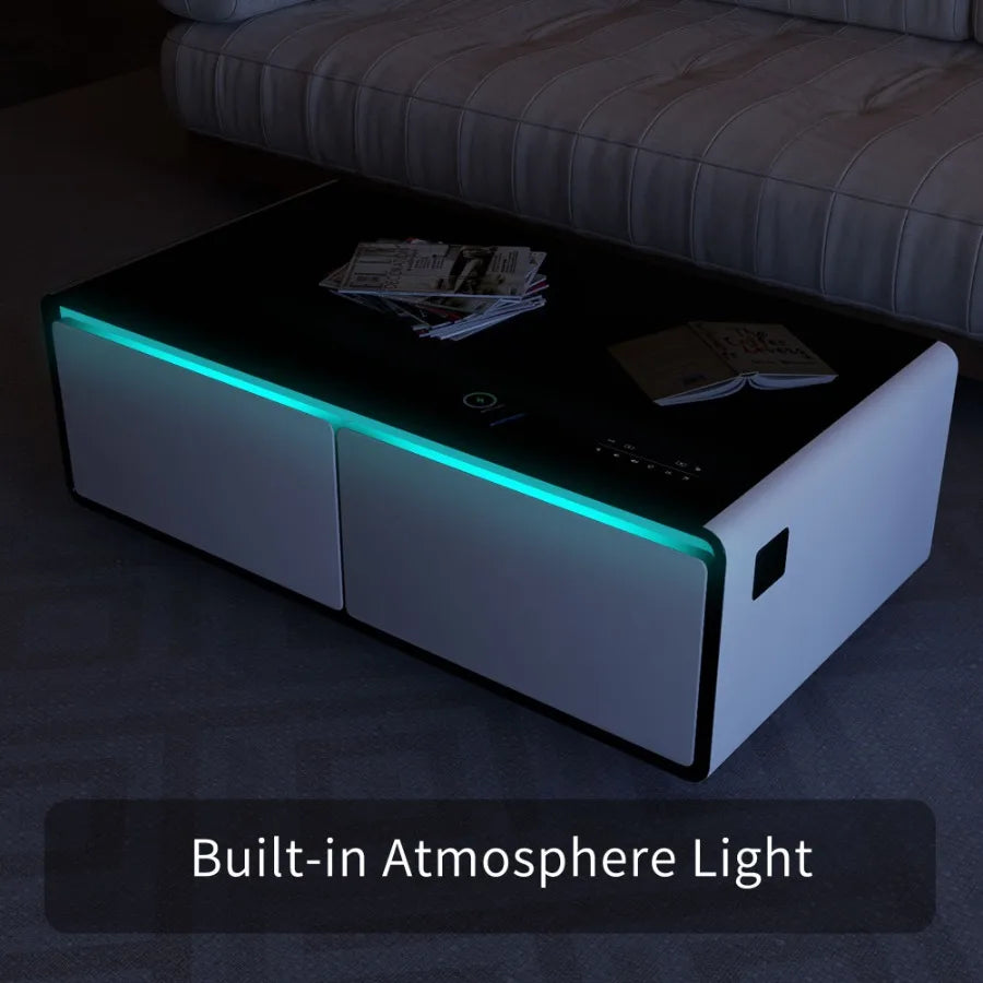Modern Smart Coffee Table Builtin Fridge Bluetooth Speaker