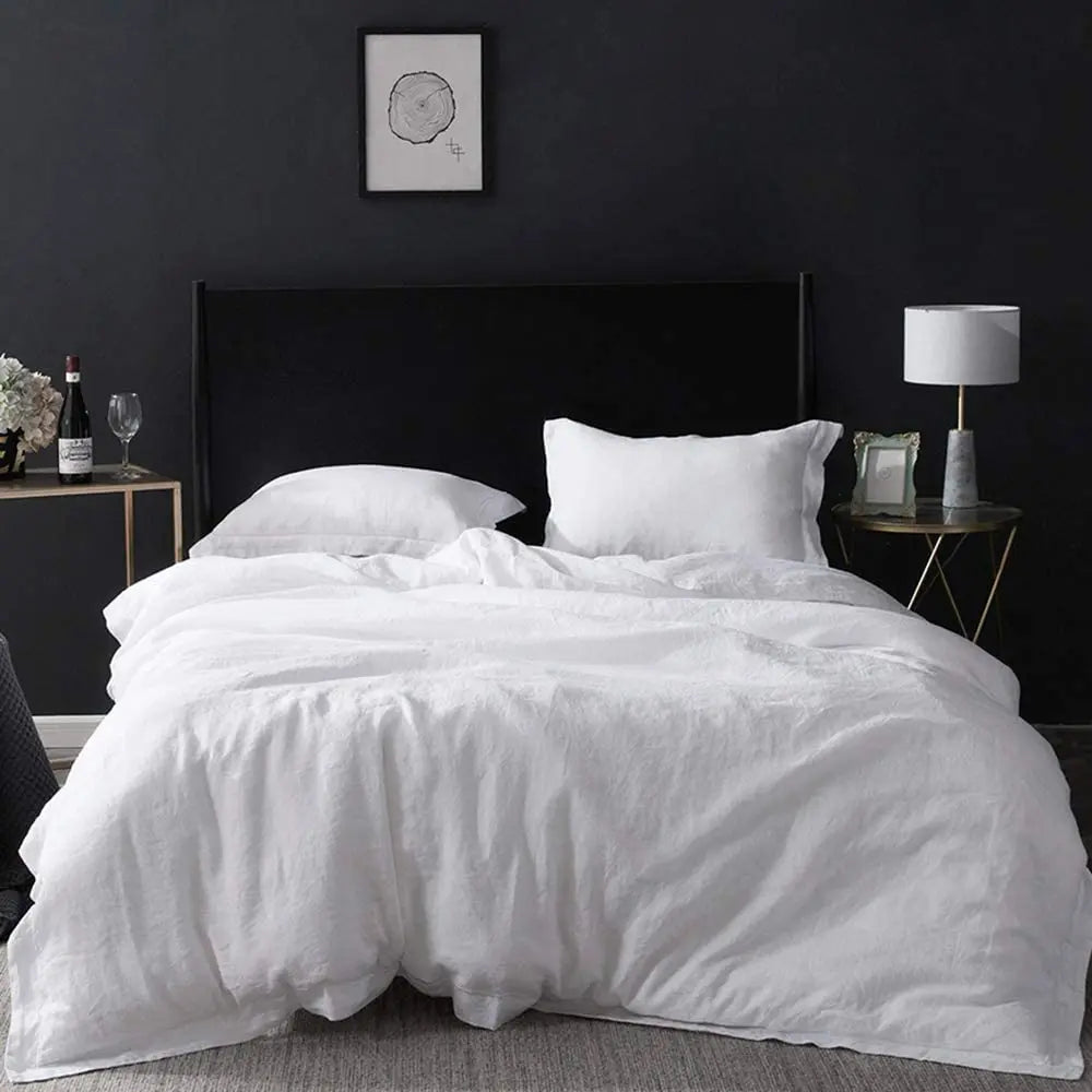 Simple Opulence Linen Bedding Set 3 Piece Boho Washed Queen