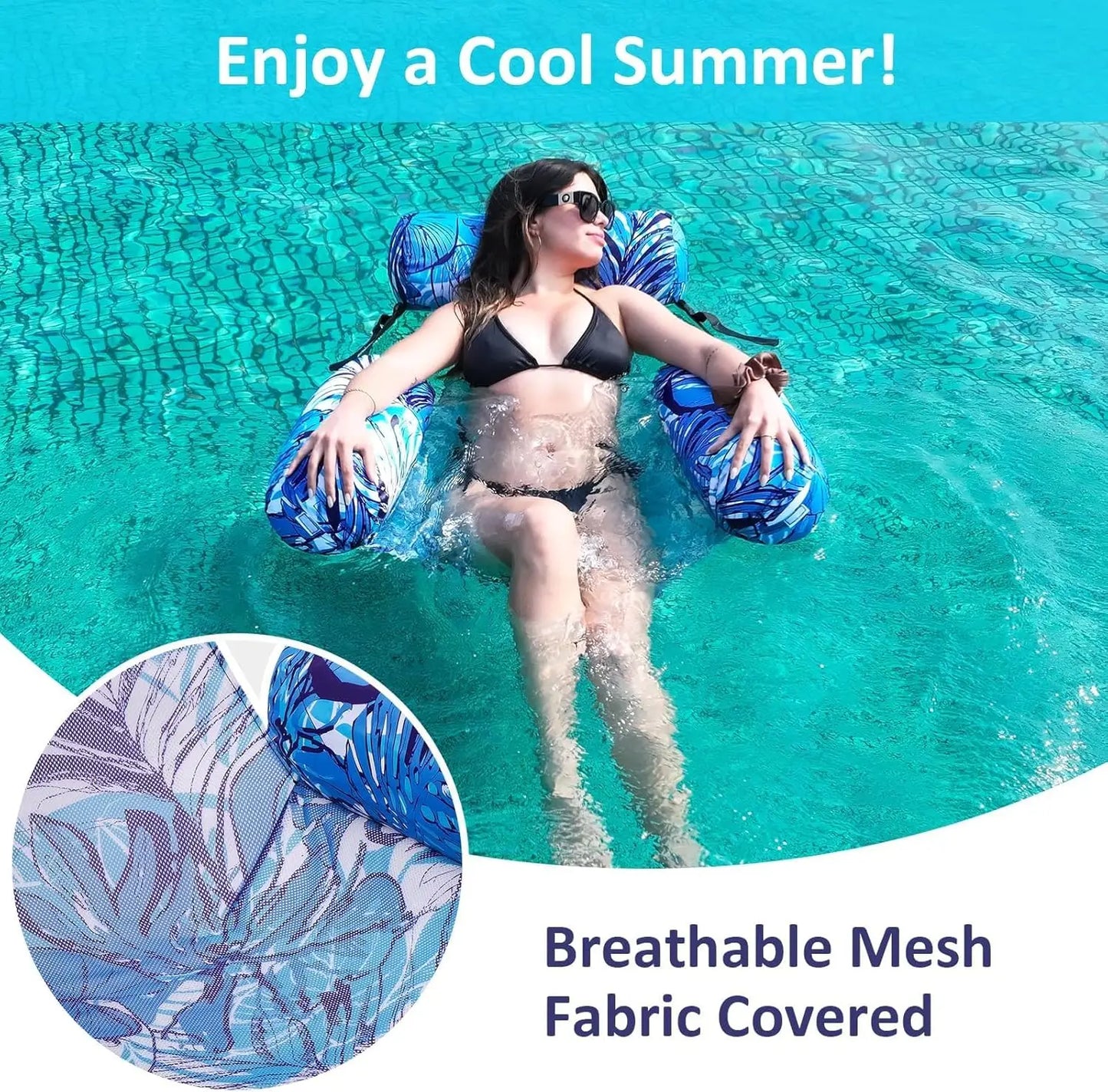 2 Pack Inflatable Pool Float Chairs for Adults With Backrests