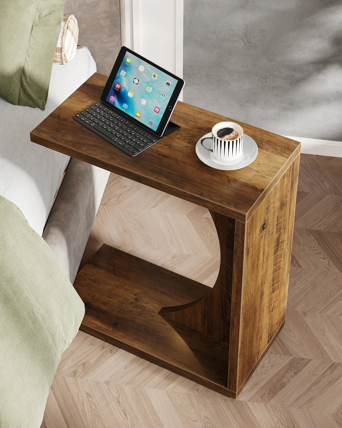 Tribesigns C Shaped End Table For Sofa Living Room Bedroom