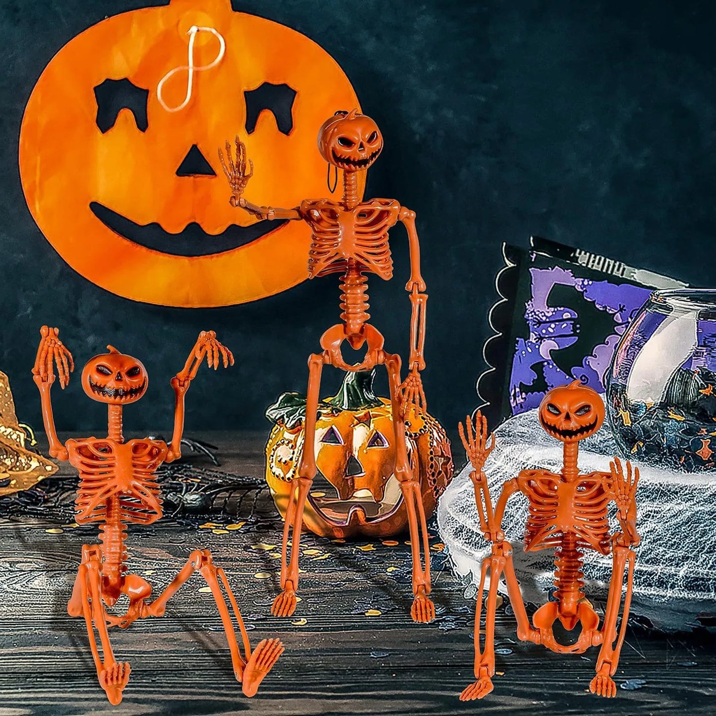 Poseable Halloween Skeleton Prop Full Size 35 Inch Decor