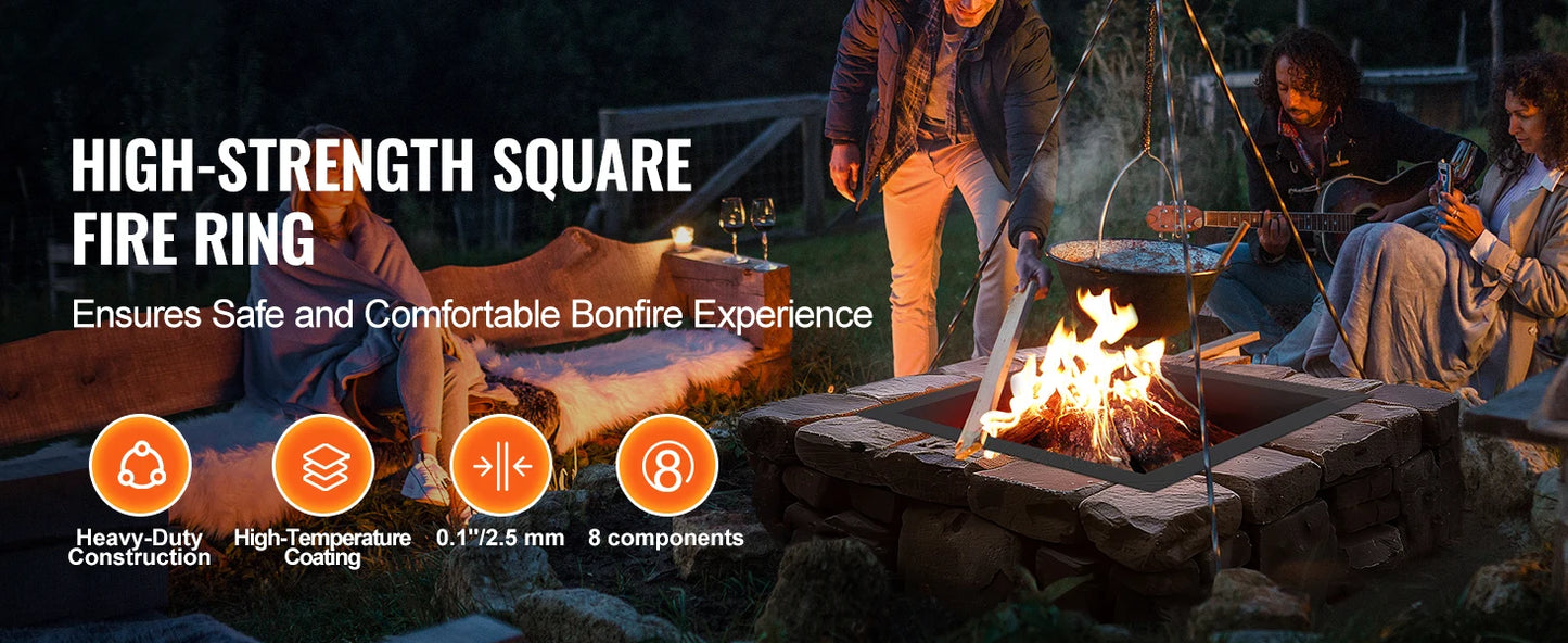 SucceBuy Fire Pit Ring 36x36 Outer 30x30 Inner Height 10in
